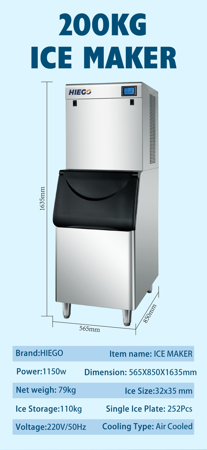 200KG /24H Commercial Crescent Ice Machine Automatic Crescent Ice Maker Machine
