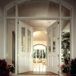 Double Swing Outdoor Solid Wood Door With Tempered Clear Glass Inserts