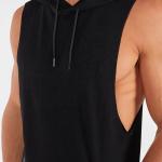 Athletic Fitness Mens Activewear Tops Sleeveless Hoodie Tshirt With Zipper