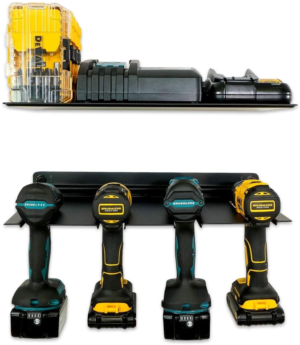 Keep Your Power Tools and Drill Bits Organized with This Heavy Duty Steel Wall Mount Shelf