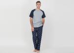 Two Piece Mens Luxury Sleepwear 100% Combed Cotton Jersey Pyjamas Classic Style