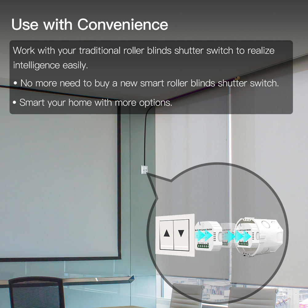 WiFi+RF433 Smart Curtain Switch Module with 9 Channel Remote Control for Roller Bllinds Shutter, Tuya/Smartlife, alexa,