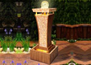 Quality Long Column Marble Effect Wood Rattan Garden Fountain wholesale