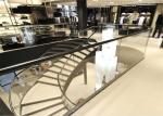 Commercial Stainless Steel Staircase With Tempered Glass Railing PRC-20