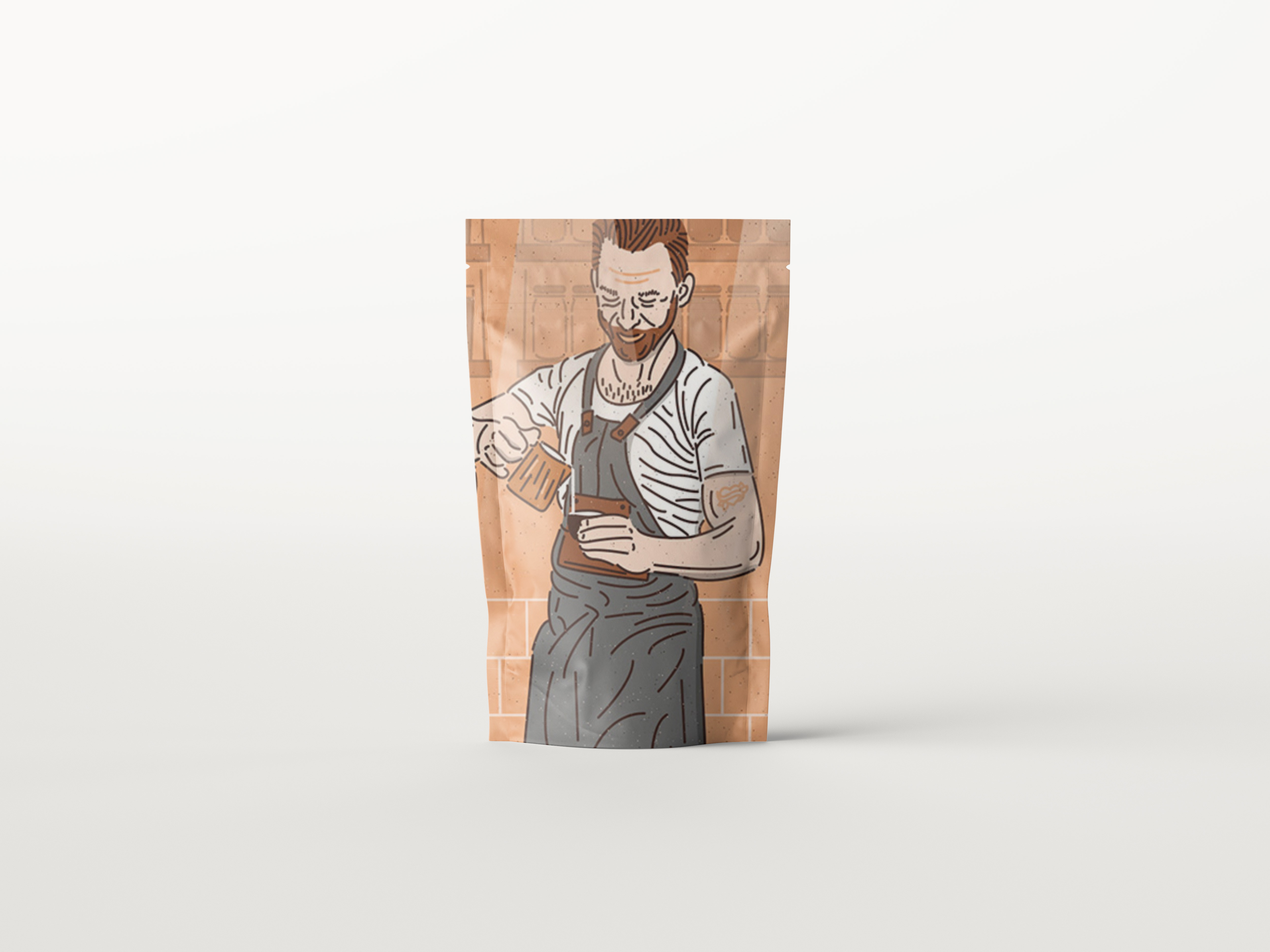250g Coffee Beans Stand Up Kraft Paper Pouches Gravnre Printing