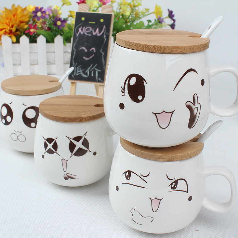 Expression Printing Mug Cute Ceramic Tea Mug with Handle Ceramic Coffee Mugs