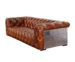 Aluminum Black Chesterfield Sofa Living Room Defaico Furniture Cow Skin Couch