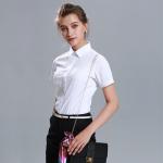 Spring Fashion Button Down Custom Business Shirts White Short Sleeve 100% Cotton