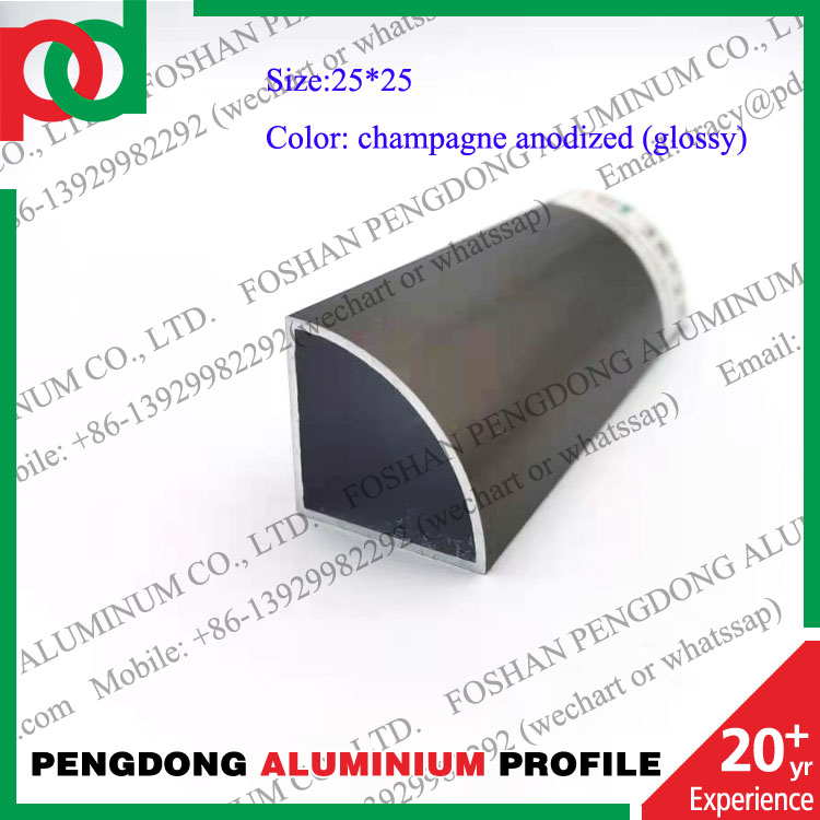 Rounded Corner Aluminum Square Tubing Powder Coated Aluminium Profile 25x25