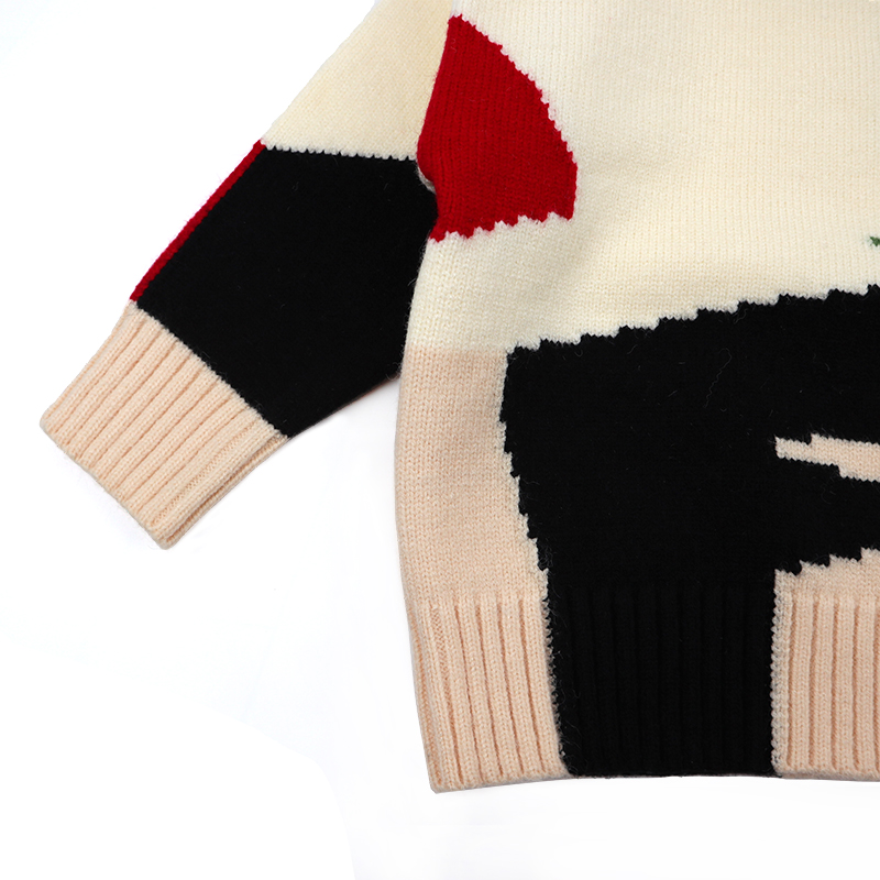 Custom Knitted Pattern 100% Cotton Wool Woolen Yarn Color Combination Toddler Baby Boy Sweater for Kids Winter Wear