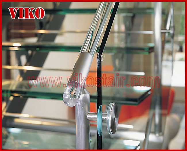 Double Steel Plate Staircase VK44S Tempered GlassLED Light strip, Stringer: 5mm+5mm(Thickness), Dia 6mm Steel Cable