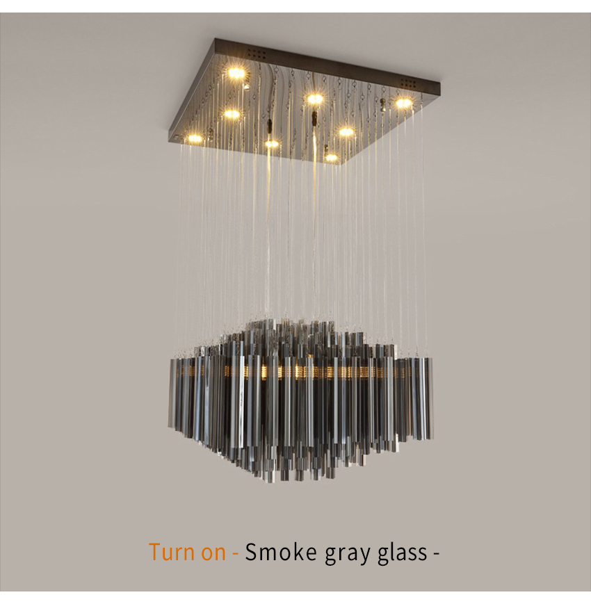 Modern Luxury Chandelier Smoky Gray Crystal Lamp Creative Indoor Hanging staircase chandelier(WH-NC-98)