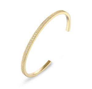 Quality Women Adjustable Bangle with Pave Zircons 18K Gold Plated Jewelry wholesale