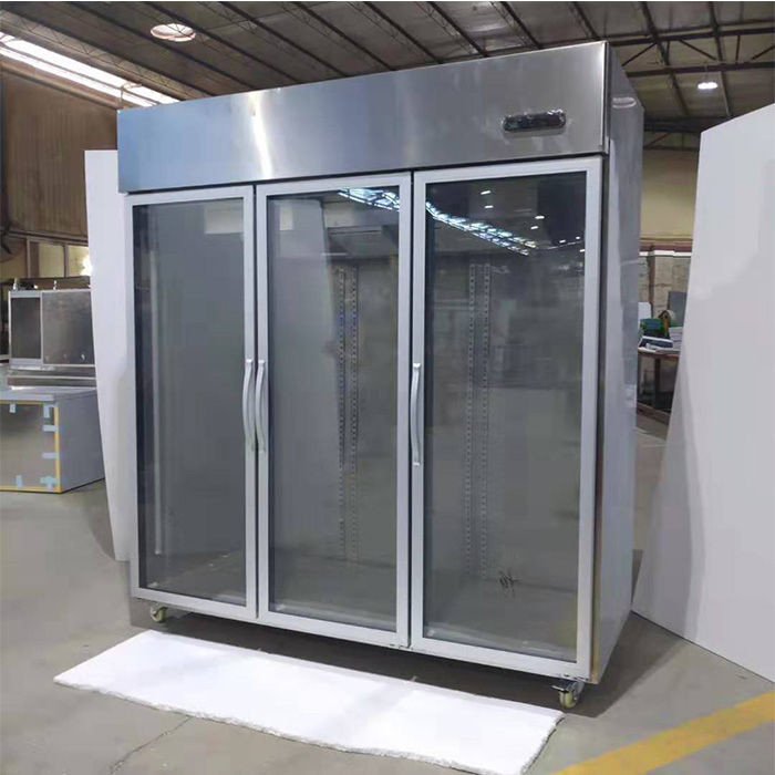 Air Cooling 650W 3 Door Upright Glass Door Chiller