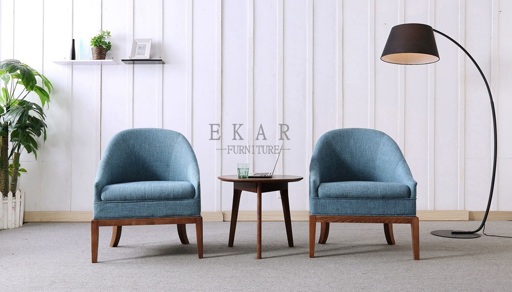 Fabric Leisure Wood Armchair Living Room Chair