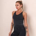 Seamless wash sports tights slim stripes back fitness vest women's high-bounce