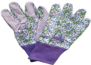 Quality Purple Printed Working Hands Gloves Polar PVC Dots For Women Gardening wholesale