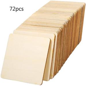Quality 3x3 Square Unfinished Wood Crafts Blank Painting 7.5cm Square Wood Slices wholesale