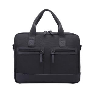Quality Nylon Black Shoulder Mens Leather Laptop Bag 15.6 Inch wholesale