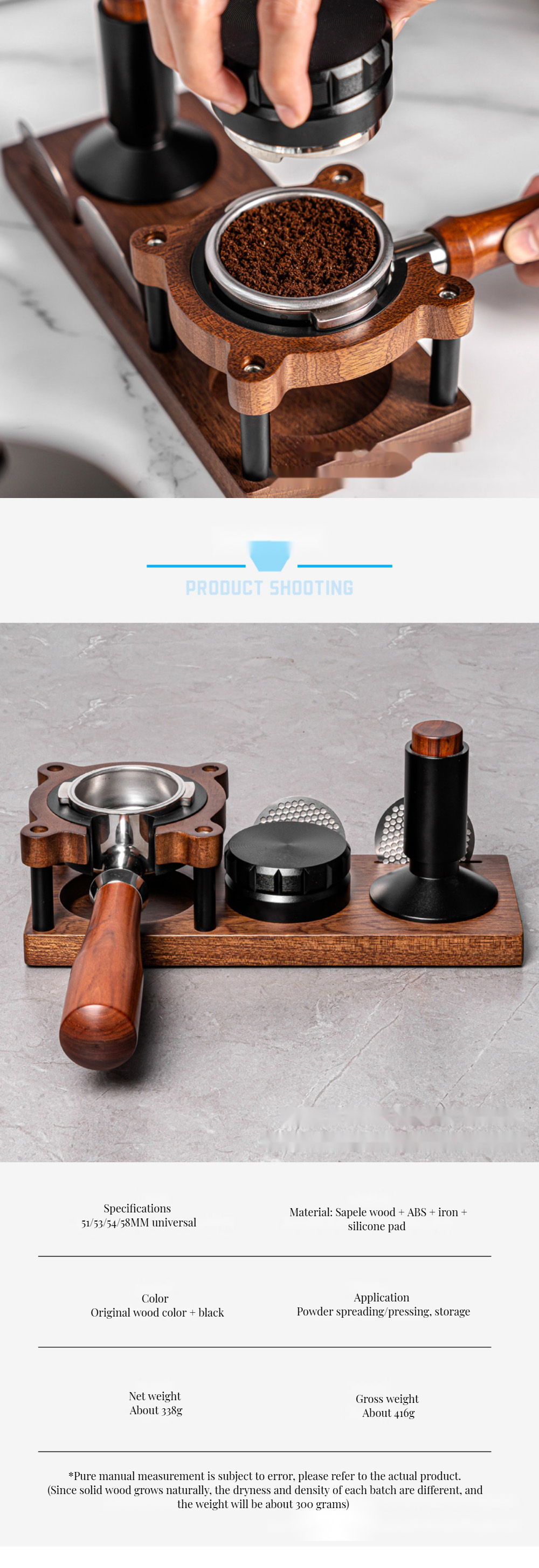 Commercial Buyer Coffee Shops Custom Logo Solid Wood Tamping Station for Espresso and Coffee Powder Organizer