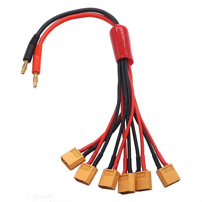 XT60 Male RC Charger Cable 4mm Banana Plug To 6X Silicone Material