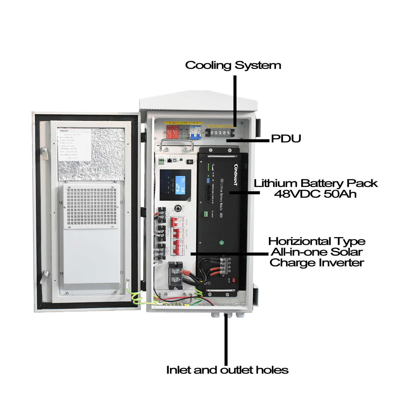 IP55 White Outdoor Solar Power Supply Cabinet Ups System 3kw 5kw