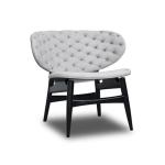 Artistic Dalma Tufted Back Chair , Wood Curved Lounge Chair Rust Treatment Steel