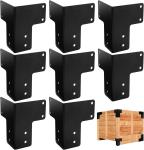 Corner Mount Metal Workbench Brackets 8Pcs Black Powder Coated For Deck Edge