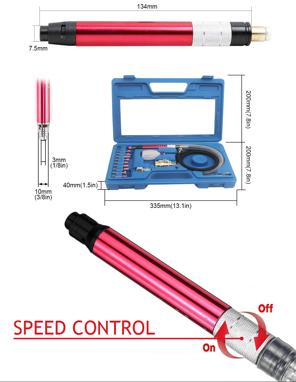 90 PSI Jewelry Engraving Machine Air Angle Die Grinder 58000 RPM High Speed