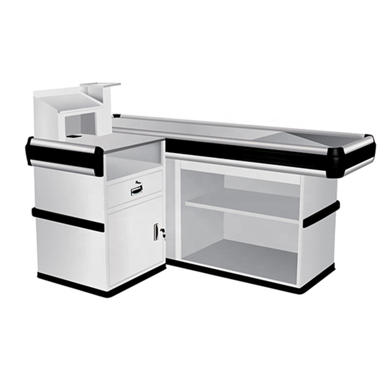 1.8M Mirror Polished Metal Supermarket Checkout Counter For Retail Stores