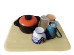Solid Yellow Quick Dry Mat For Kitchen Reversible Microfiber Dish Drying Mat