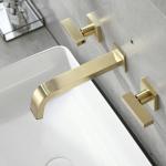 Gold 8 In Widespread Wall Mount Centerset Bathroom Faucet 2 Handle
