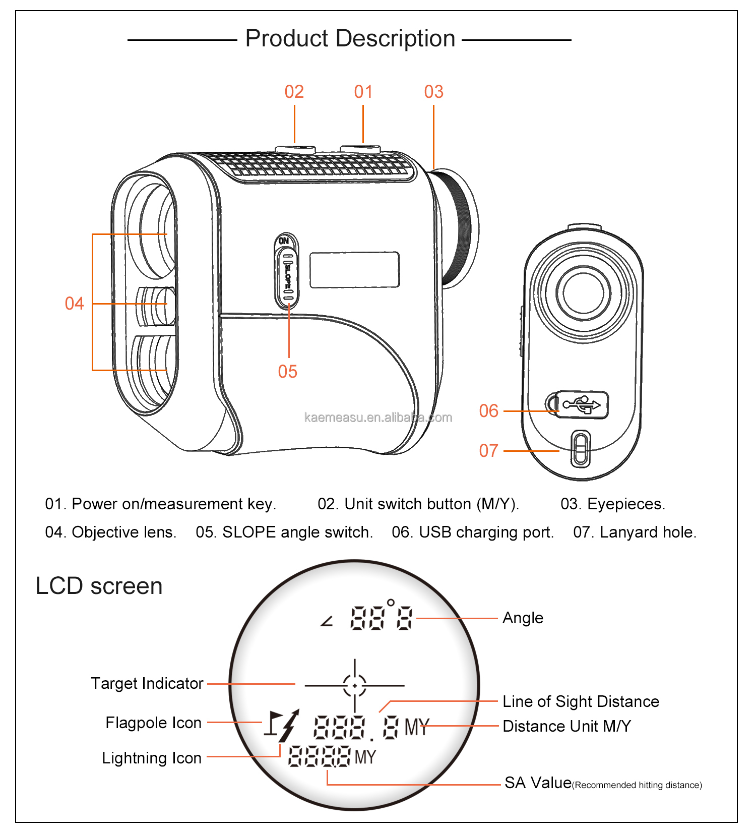 2024 new style Telescope rangefinder Handheld golf laser rangefinder Mini Laser Rangefinder with slope