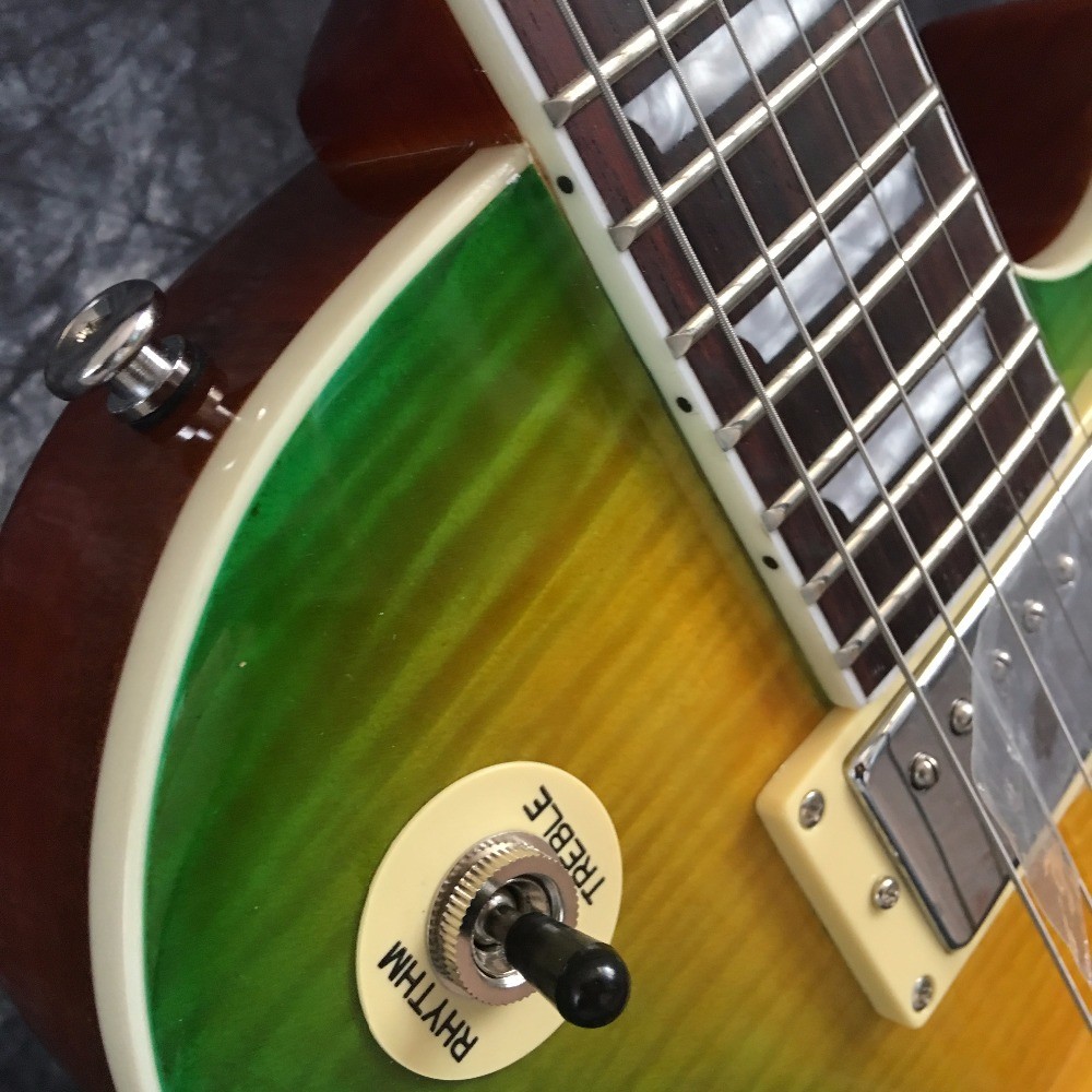 LP Custom Electric Guitar, Head and Body with Flaming Maple top