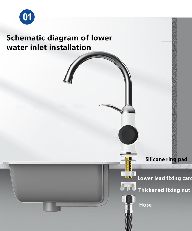 3-5s Instant Heater Electric Hot Water Tap Bathroom Kitchen Use 2-3L/Min