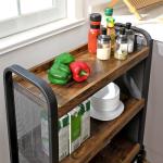 Serving Cart On Wheels, Narrow Kitchen Trolley, Industrial Design Rolling Cart,