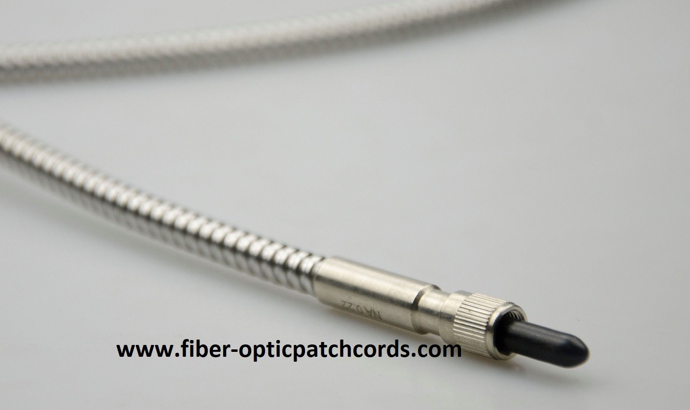 NA0.12,0.20 Pure Quartz Stainless Steel Fiber Optic Patch Cord 200µM 400µM 600µM 1000µM