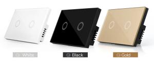 Quality Touch Switch 2 Gang 1 Way US standard Crystal Glass Panel Single FireWire touch wall switch wholesale