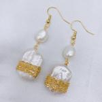 Natural Baroque Pearl Earring Fashionn Baroque Statement Wide Pearl Metallic