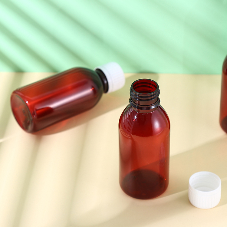 Promethezine PET Collar Material 100ml 120ml 3oz 4oz Amber PET Cough Syrup Bottles Plastic Bottle Lean Bottle