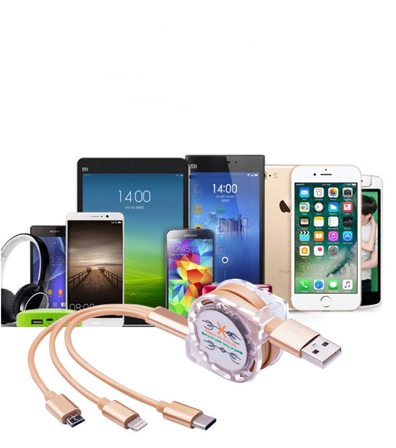 Promotional Multi-functional USB stretch cable TPE logo customized
