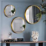 Aluminium Framed Golden Black Bathroom Mirror with Modern Square and Round