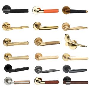 Quality Safety Wooden Bedroom Silver Gold House Door Handle Interior Design Door Locks wholesale