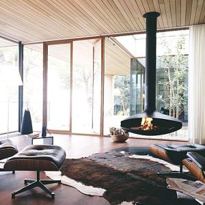 Black 800mm Suspended Wood Fireplace For Party