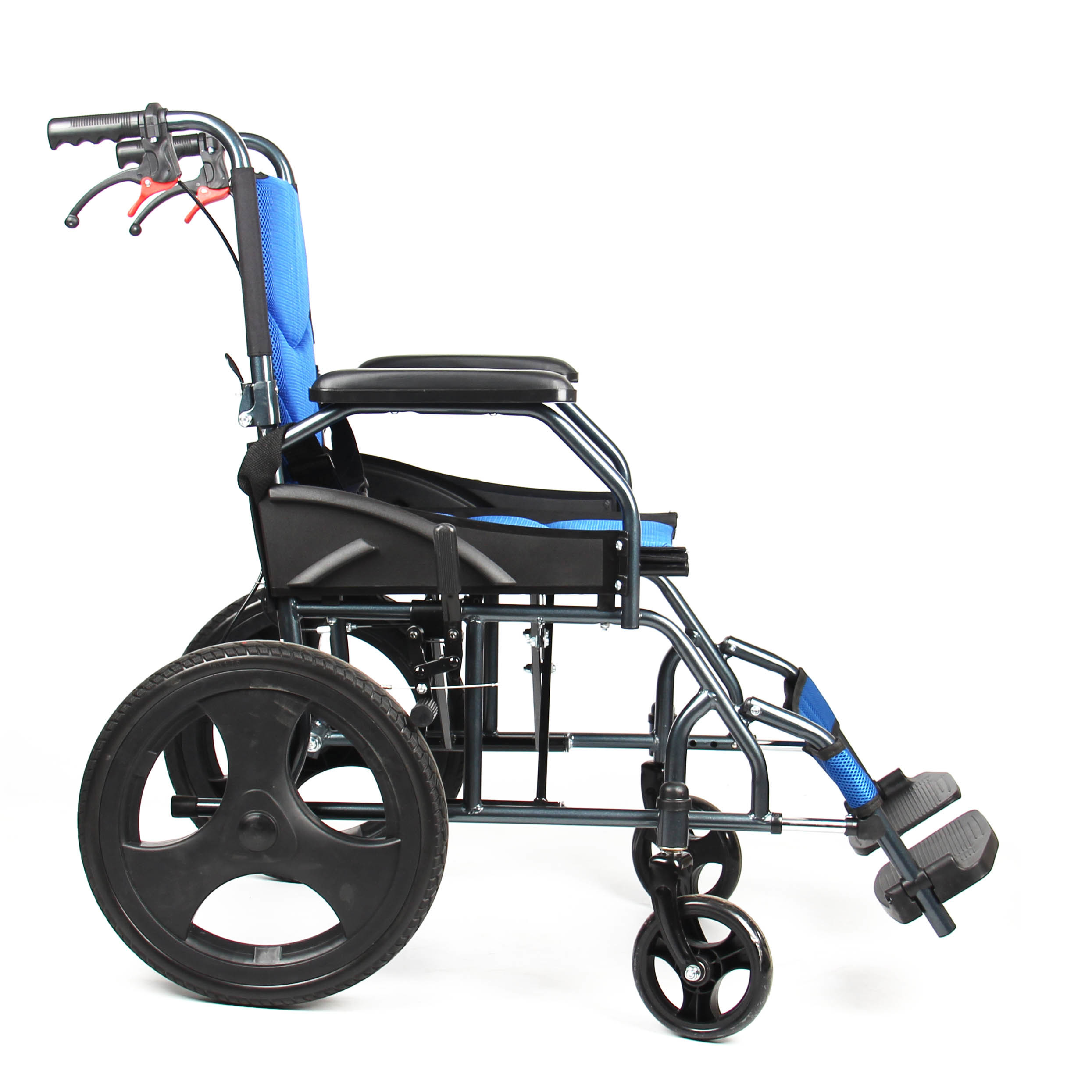 Solid Rear Wheel Manual Aluminium Folding Wheelchair With Fixed Armrest