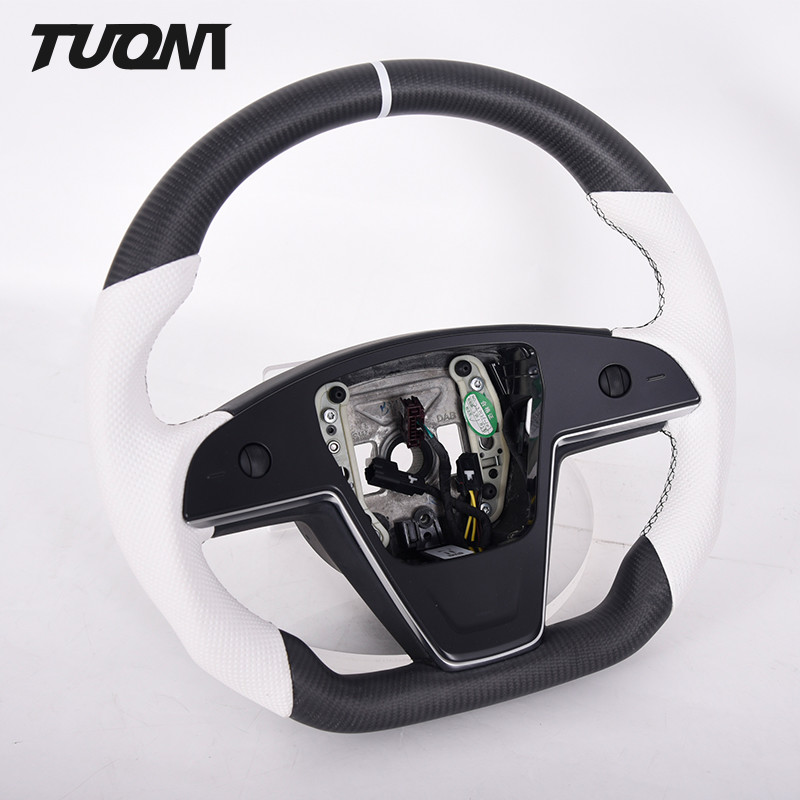 2022 LED Display Car Flat Bottom Steering Wheel Tesla Model 3 Carbon Fiber