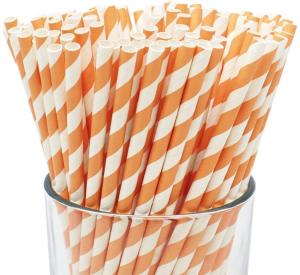 Quality Orange And White Striped Paper Straws wholesale