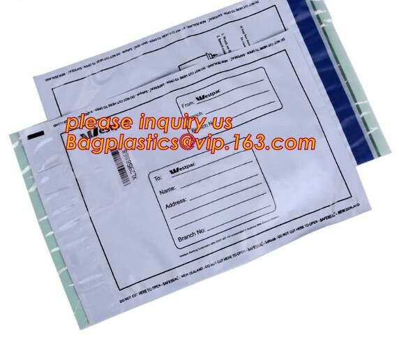 Security plastic bag with adhesive tape for cash, plastic money bag, Security Money Cash Bag For Airport/Bank and police