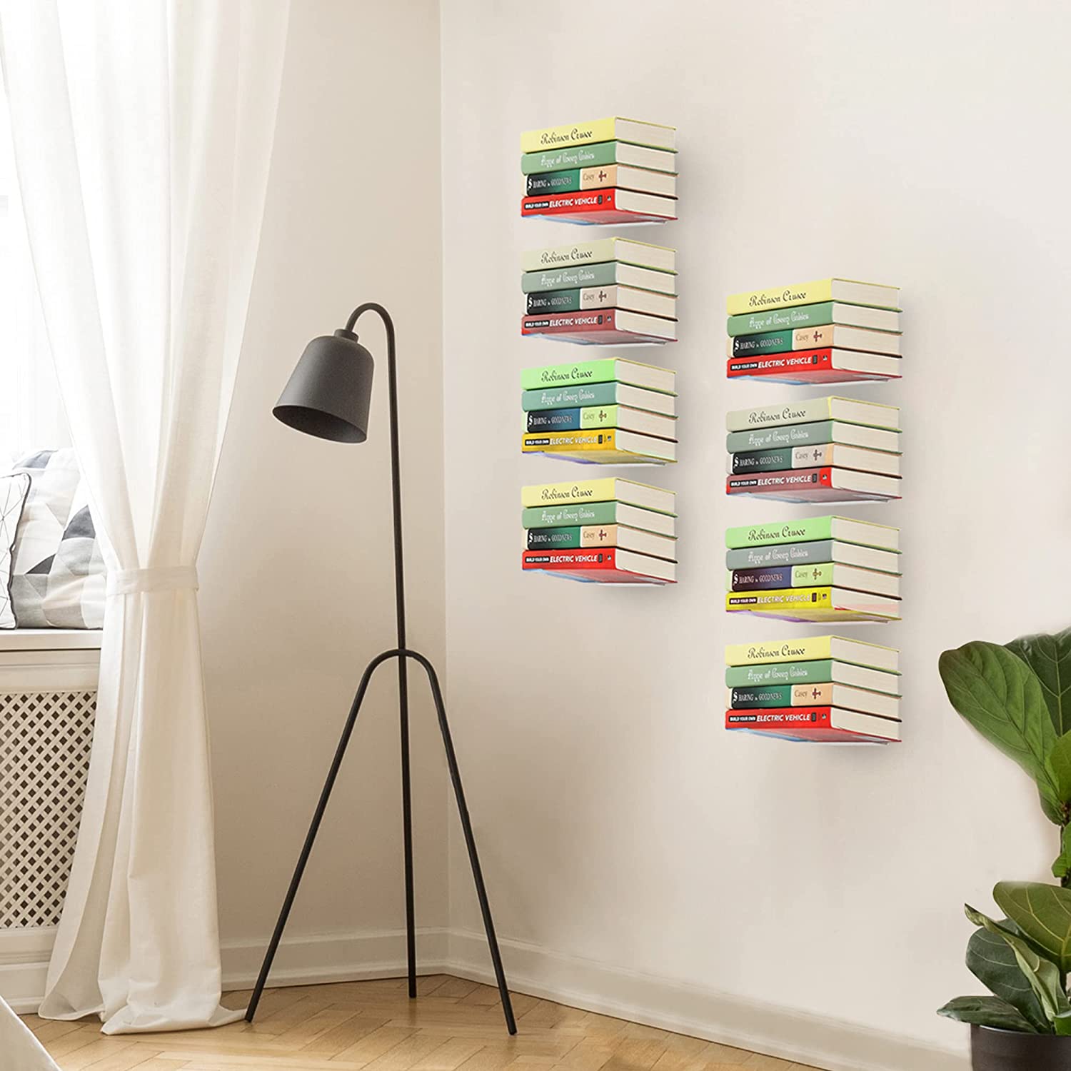 Detachable Metal Floating Bookshelf for Home Library Heavy Duty and Modern Design