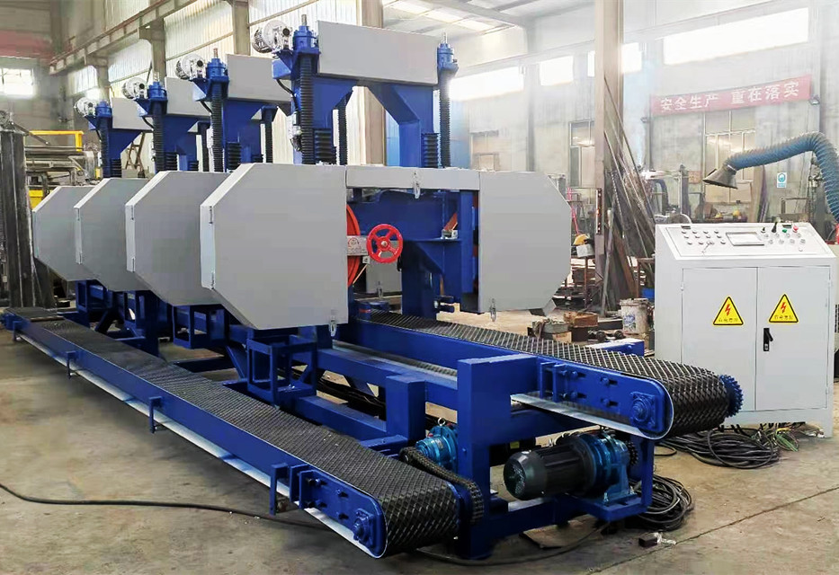 China Manufacturer Twin Vertical Saw Double Blades Wood Cutting Vertical Bandsaw Mills Sawmill Production Line